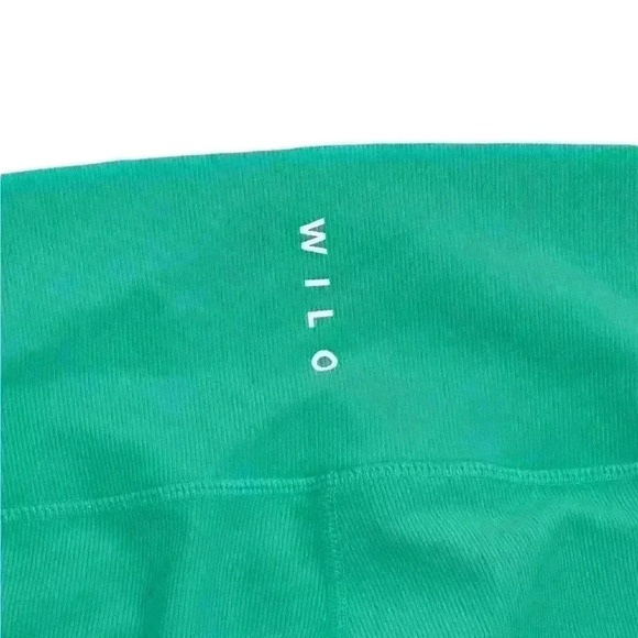 WILO THE LABEL Ribbed Green w/ Lavendar White Stripes Activewear Leggings Size M - Picture 5 of 8